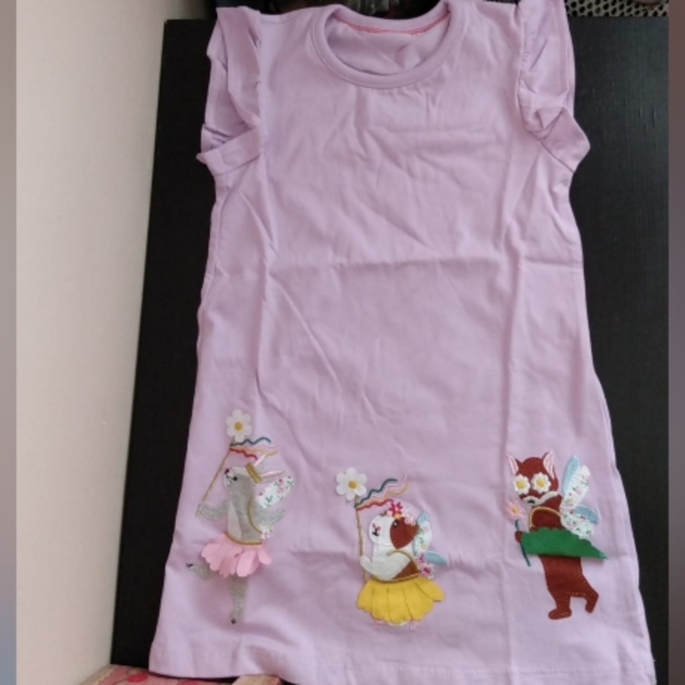Lavender Purple T-shirt Jersey Dress Dancing Fairy Kawaii Patch Design Sz 3T/ 4T